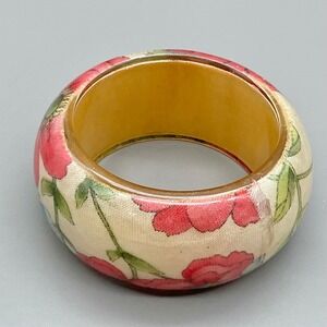 Bracelet Floral Resin Acrylic Style Bangle Pink Blue Green Wide Statement 7"